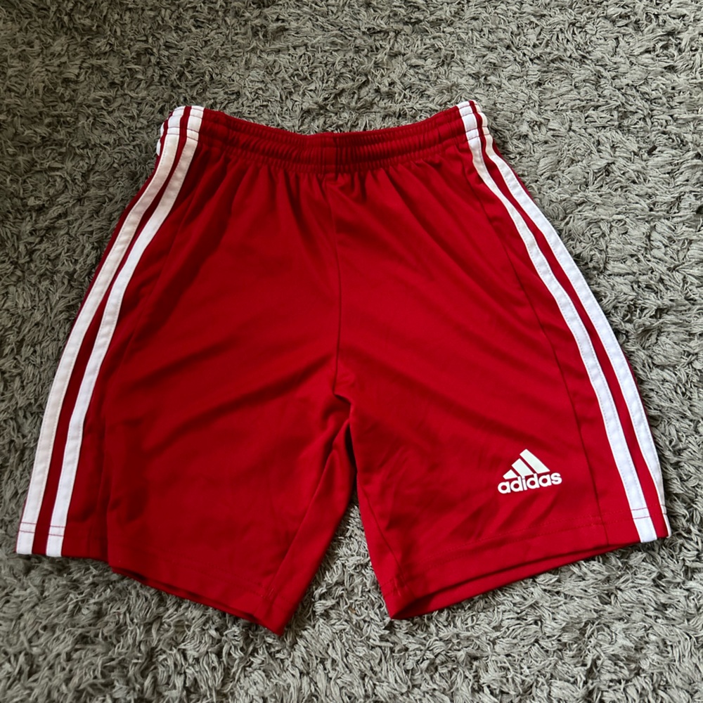 Boys Red Adidas Soccer Shorts